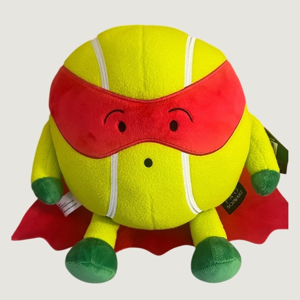 FAO Schwarz Heroes Of The Game Tennis Ball Superhero Plush 7.5 Inch NWT